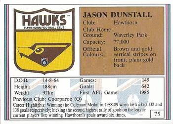 1992 AFL Regina #75 Jason Dunstall Back